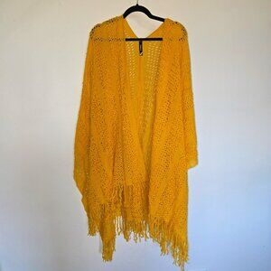 Torrid Gold Crochet Shawl/Wrap Pointelle Ruana - Plus Size -  One Size